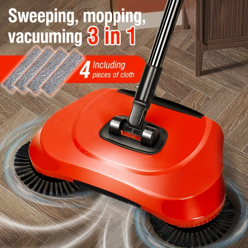 Introducing a versatile 3-in-1 multifunctional cleaning machine that combines a push sweeper, vacuum cleaner, and mop in one. Designed to efficiently clean up trash, pet hair, and dust, this machine can handle both wet and dry cleaning tasks. It operates