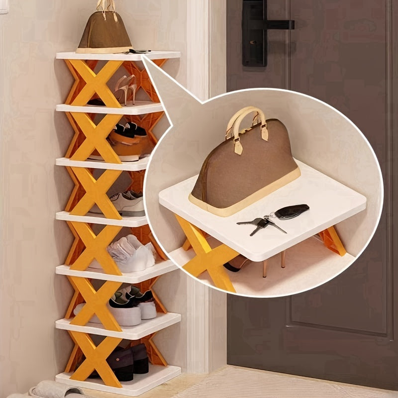 Folding Shoe Rack that Saves Space - Easy Assembly for Compact Storage in Entryway, Office, and Bathroom.