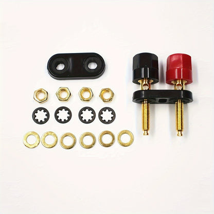 Two 4MM Copper Banana Plug Jacks for Video Speakers, Black & Red, Alloy Material, ≤36V Operating Voltage.