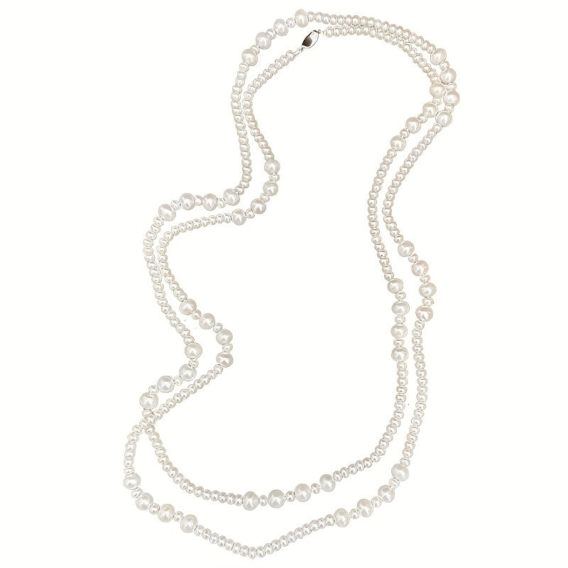 Indulgent 1.6m Freshwater Pearl Sweater Necklace - Elegant Vintage-Inspired Style, Multiple Layer Options, Ideal for Special Occasions, Gifting, and Daily Sophistication