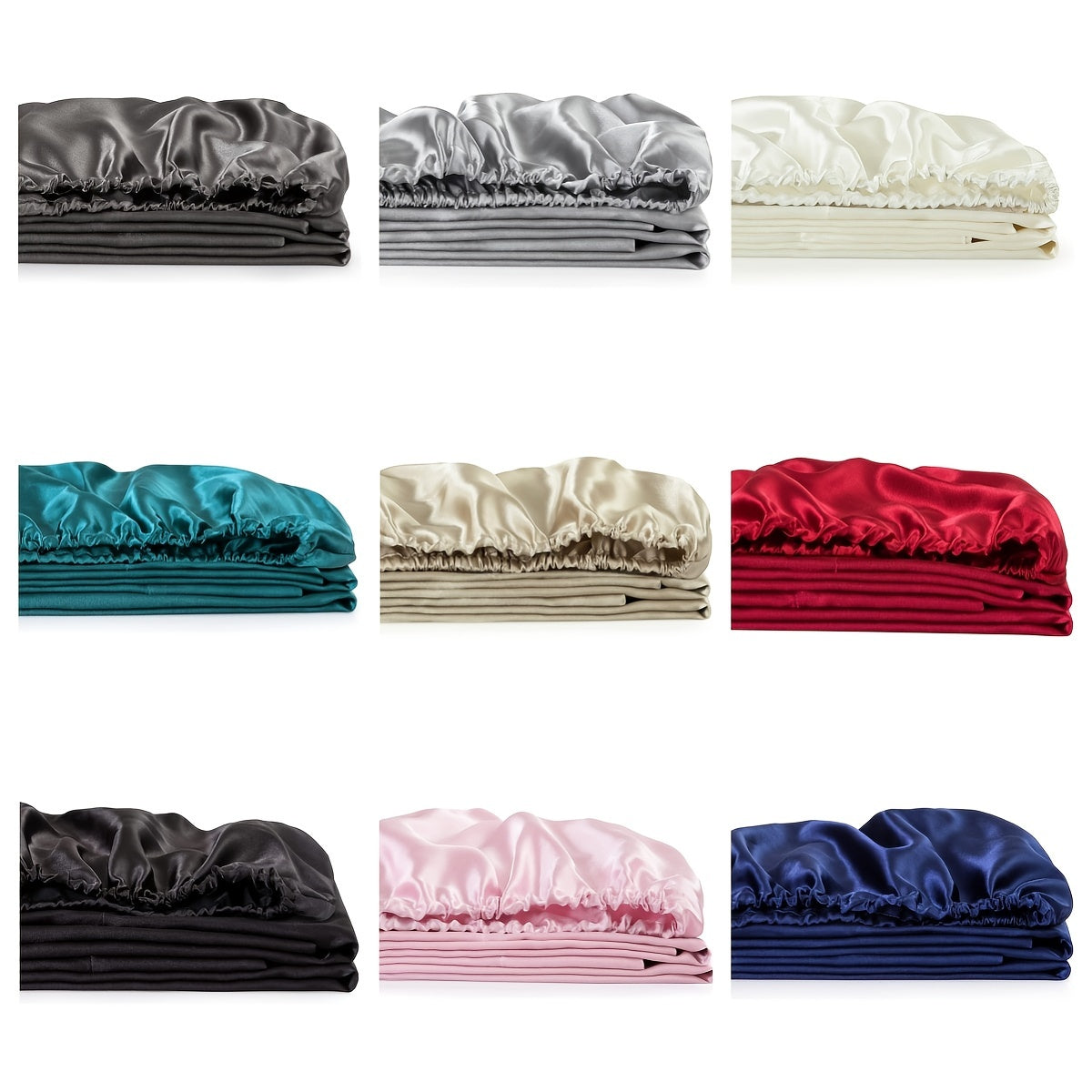 Satin Fitted Sheet in Solid Color, Luxurious Bedding for Bedroom and Guest Room