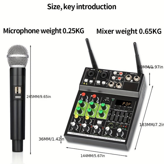 Professional Audio Mixer with GT4 4-Channel Mixer and built-in receiver for karaoke and recording studio. Eid Al-Adha Mubarak!