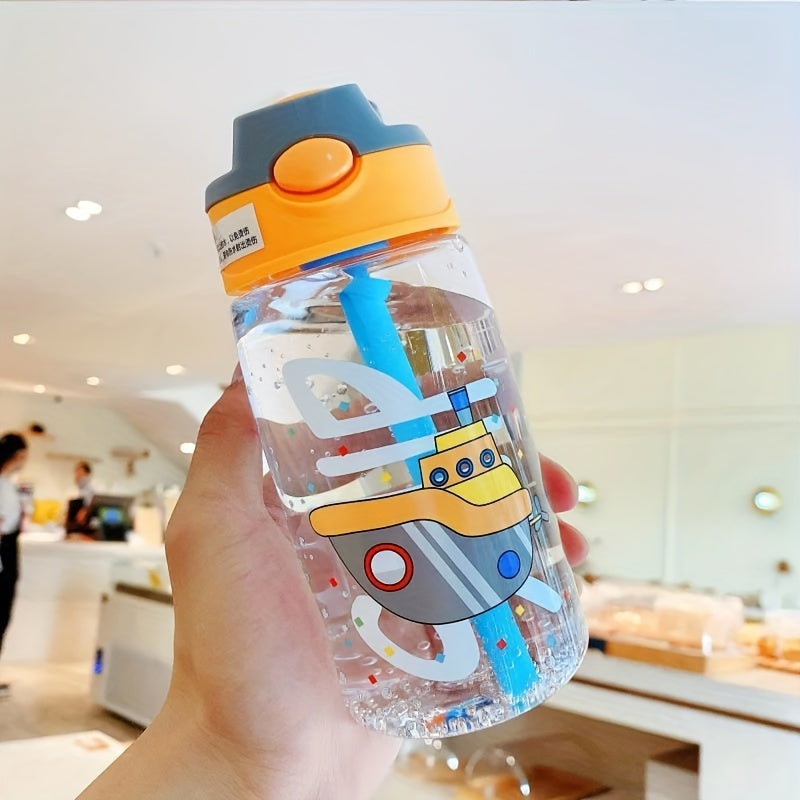 17 oz/500ml flip top water bottle with straw, portable and leakproof for outdoor sports, fitness, and travel.