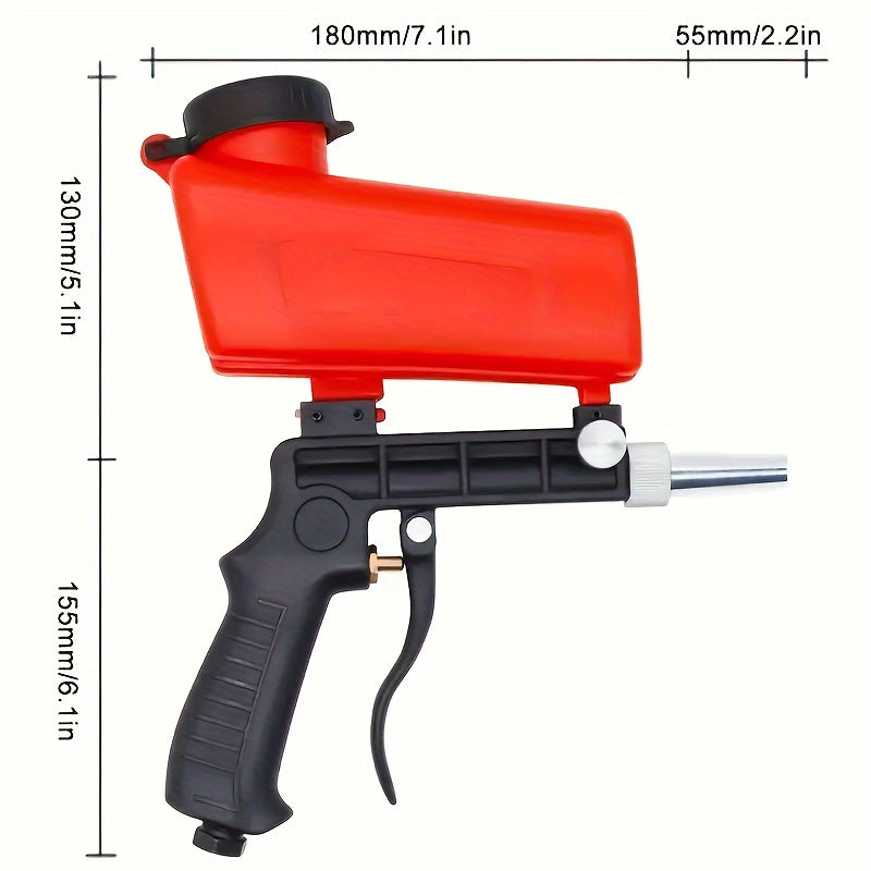 Portable 90psi Gravity-Fed Sandblasting Gun - Ideal for RVs & Accessories for Rust Removal & Detailing.