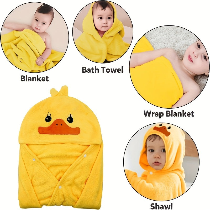 Soft, absorbent, and warm duck-themed hooded bath towel for kids. Perfect Christmas gift for boys and girls.