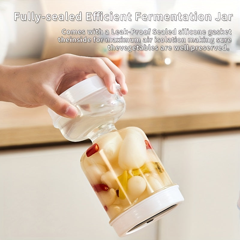 Reusable Plastic Food Storage Jar with Fork - Hand Wash Only - Ideal for Pickles, Olives & More - Sturdy and Leak-Proof