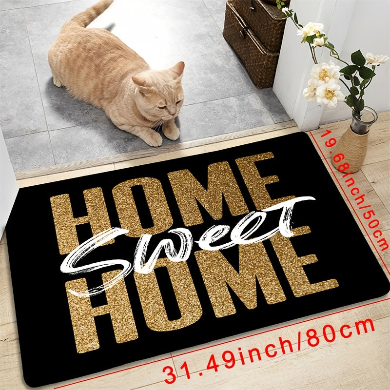 Welcome guests to your home in style with the Home Sweet Home Doormat. This non-slip, machine washable rug is lightweight and features a low pile, making it perfect for entryways, kitchens, living rooms, bathrooms, and bedrooms. Made of durable