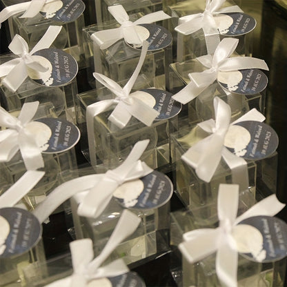 50 transparent PVC gift boxes for candles, each measuring 4.98*4.98cm. Great for party supplies.