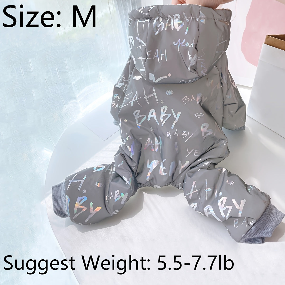 Night Reflective Grey Pet Clothes for Cats and Dogs, Suitable for Autumn and Winter.