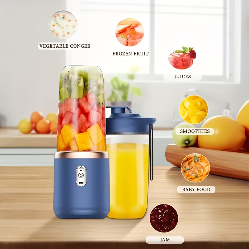 This portable wireless juicer is perfect for on-the-go use. It is USB rechargeable and comes with two cups for convenience. The mini blender is great for making fresh juice, smoothies, and milkshakes. It also includes a sports cup lid for easy sipping.