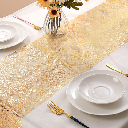 High-quality glittering metal table runner, ideal for DIY projects and special occasions such as parties and weddings, including Valentine's Day. Can be easily cut to desired size.