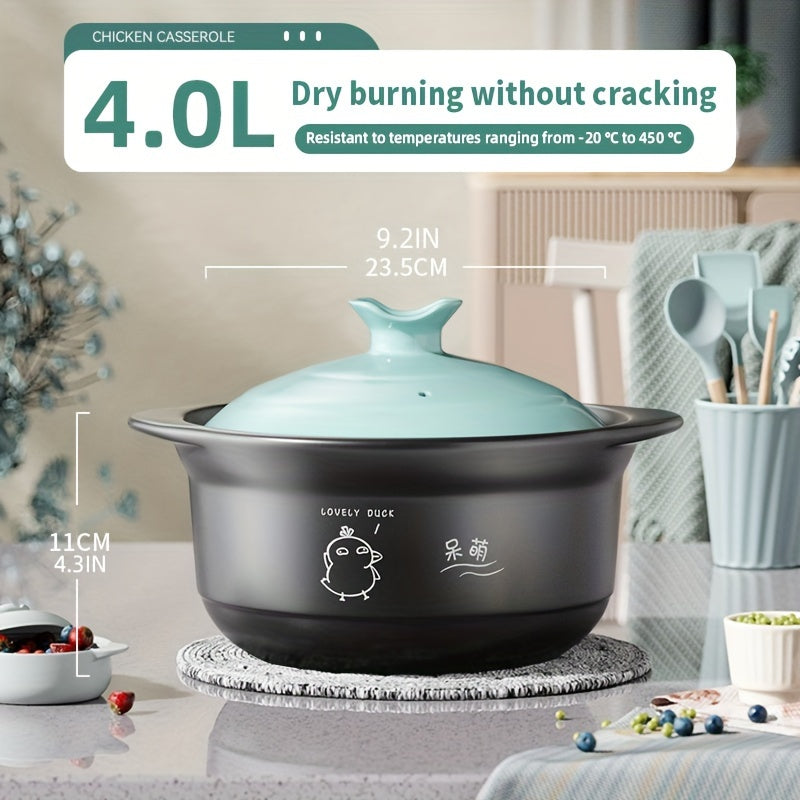 This ceramic stew pot with a matching lid and casserole dish is expertly crafted for high temperature and heat resistance, making it the ideal choice for domestic gas heating. Perfect for use in kitchens, at parties, or in the comfort of your own home.