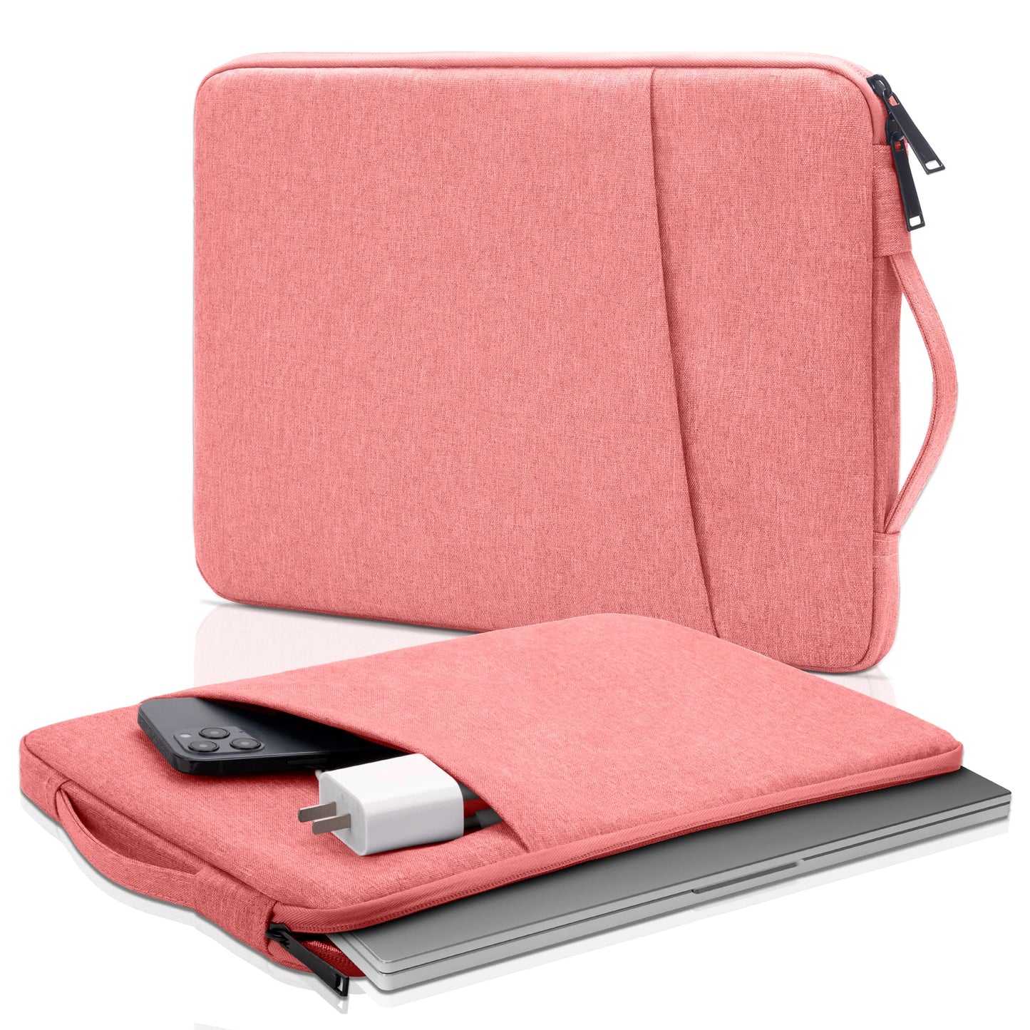 Laptop sleeve for TSA, fits 33.02-40.64 cm laptops, in black, pink, or gray.