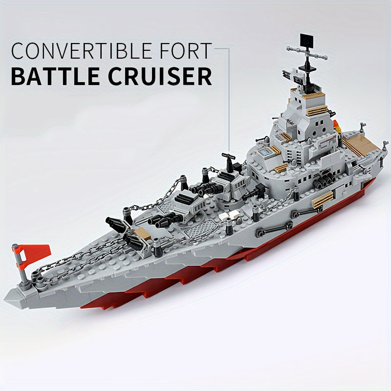 Navy War Chariot Ship & Airplane Building Blocks Set, compatible with major construction bricks, ideal for boys aged 6-8.