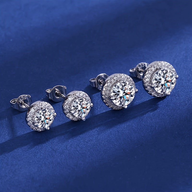 Moissanite Stud Earrings in Vintage Style - Made with 925 Sterling Silver, Suitable for Daily Wear and Gift Occasions, Perfect for Mardi Gras and All-Season Outfits, Hypoallergenic, Comes with a Deluxe Gift Box