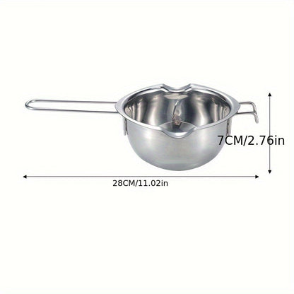 1 piece of a double boiler pot that can be used as a chocolate melting pot or butter warmer. Perfect for oil heating, wax melting and other cooking needs. A versatile kitchen utensil and gadget to add to your collection of kitchen accessories.