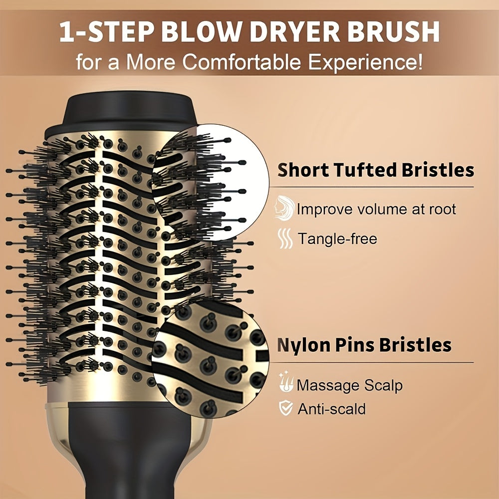 2-in-1 Hot Air Brush with Straightening Comb - Fast Styling, 1000W, Includes Storage Case - Ideal Gift for Women