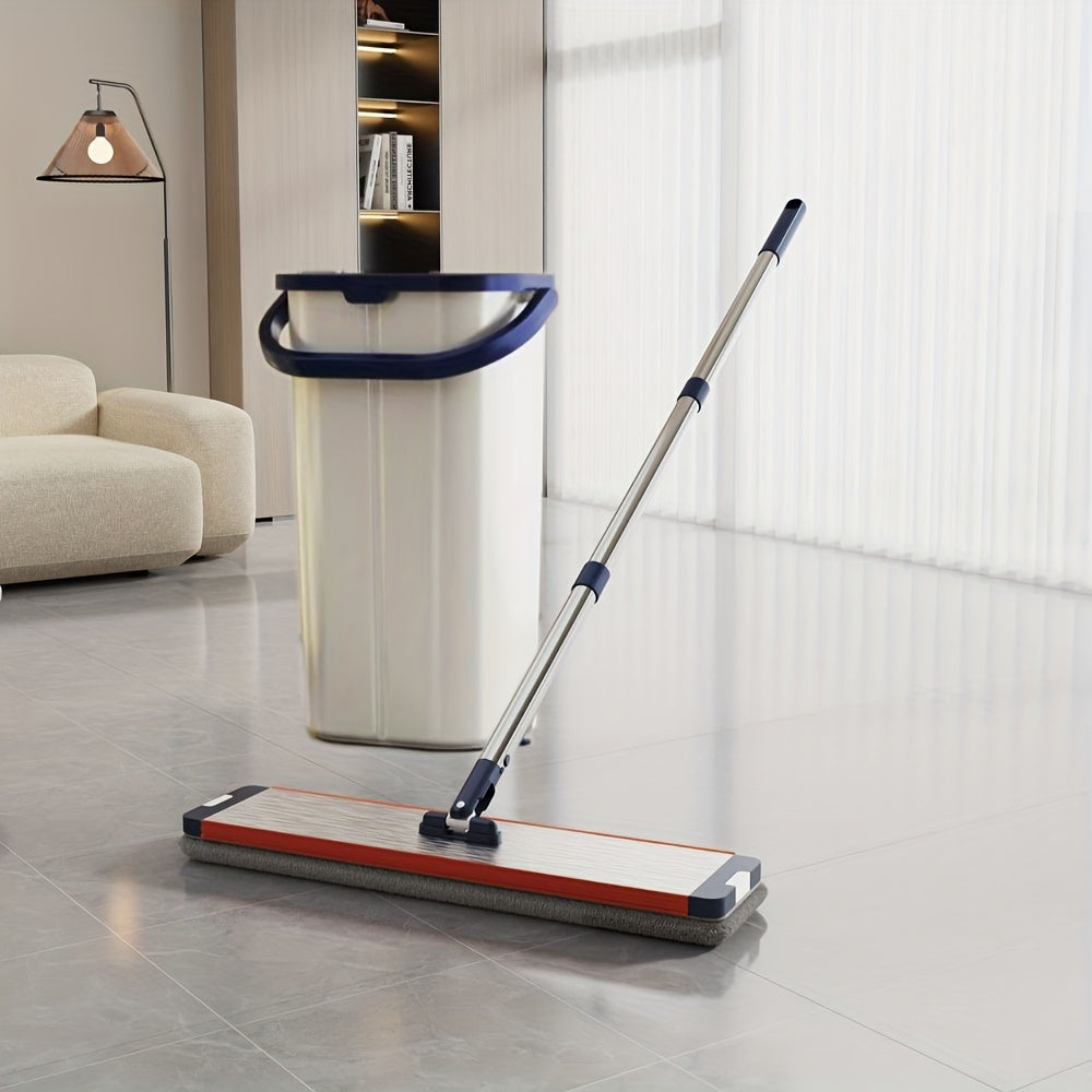 Revolutionary Self-Cleaning Flat Mop and Bucket Set - Features Dual Chamber Dry/Wet Separation, Hands-Free Washing, Perfect for Cleaning Hardwood, Tile, and Laminate Floors in Living Room