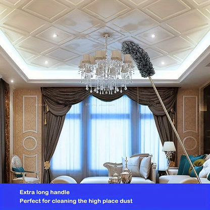 The FlexiClean Retractable Microfiber Duster is perfect for dusting in the living room, bedroom, and kitchen. Its adjustable and bendable head makes it easy to clean high ceilings and furniture without needing electricity.