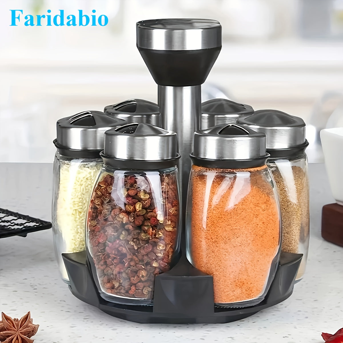 7pc Swivel Base Spice Shakers with Salt, Pepper, and Sugar - Ideal for kitchen storage and organization