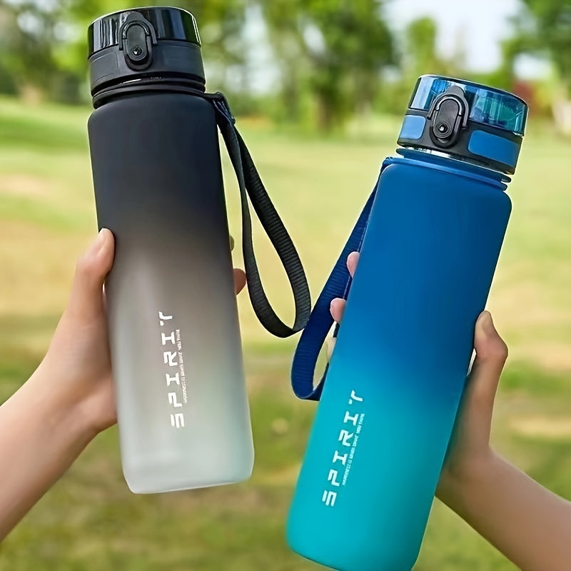 Large capacity water bottle with time scale, ideal for home and outdoor sports - BPA-free, portable and easy to drink from.