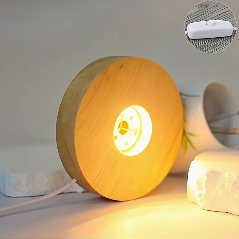 Wooden LED lamp with 1 piece, 6cm/8cm/10cm dimensions, providing warm and white light. Powered by USB and energy-efficient for desk decoration.