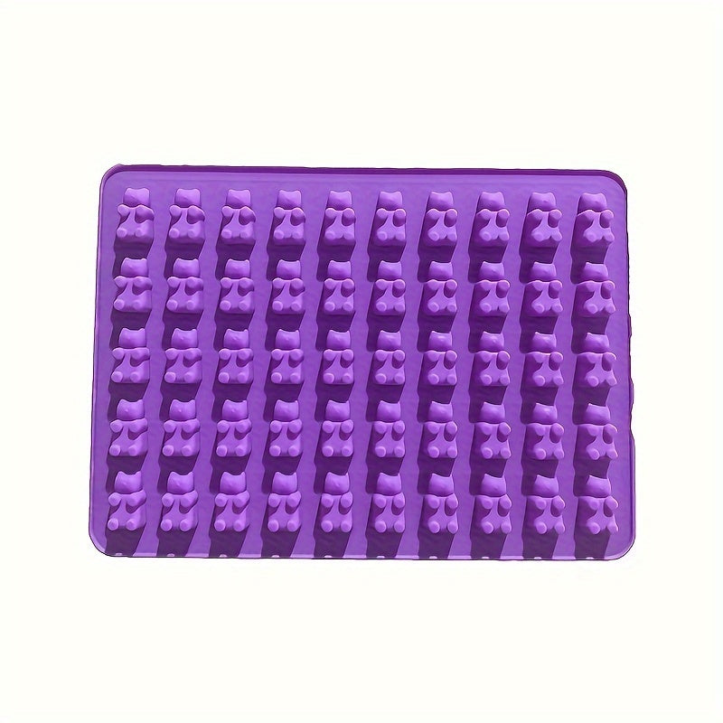 50-cavity silicone gummy bear molds for candies, chocolates, jelly, and dog treats, flexible and heat-resistant.