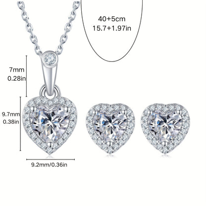 These elegant and luxurious S925 Silver Light Luxury Heart Platinum-Plated 2 Carat Moissanite Pendant Earrings are perfect for daily wear or special occasions. With a total weight of approximately 2.88g/1.58g, these earrings make a beautiful gift for