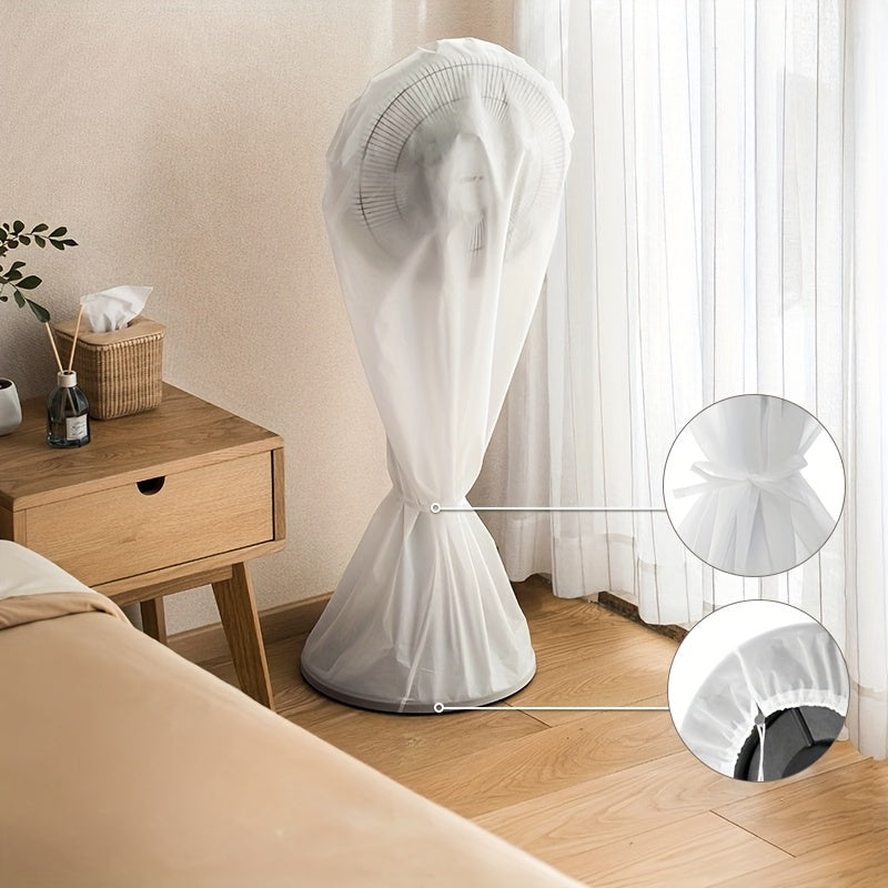 Durable White Fan Cover for Safety, Keeps Pedestal Fans Dust-Free, Washable Guard for Easy Maintenance, Ideal for Round Fans, No Electricity Required, Perfect for Home Organization and Gift Wrapping Storage.