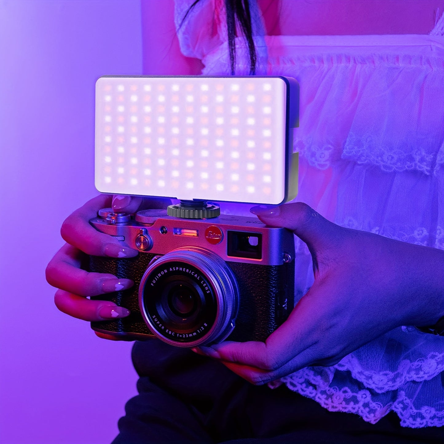 ZOMEI WL-R2 RGB LED Video Light is a portable and rechargeable camera light panel with adjustable color, temperature, and brightness for vlogging, photography, and live streaming.