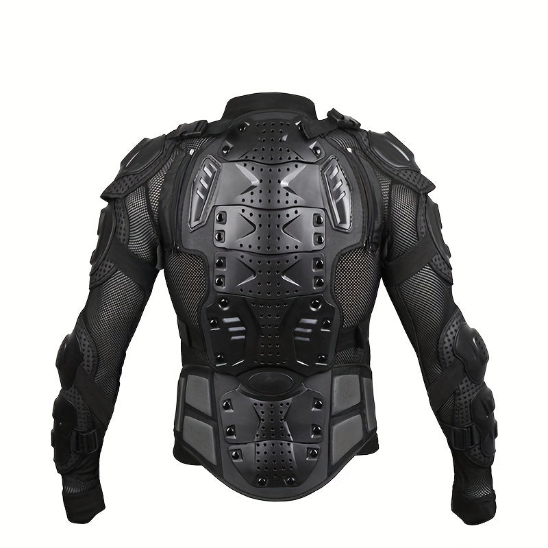 Motorcycle body armor for men and women, offers chest, shoulder, elbow, and back protection. Available in sizes S-3XL.