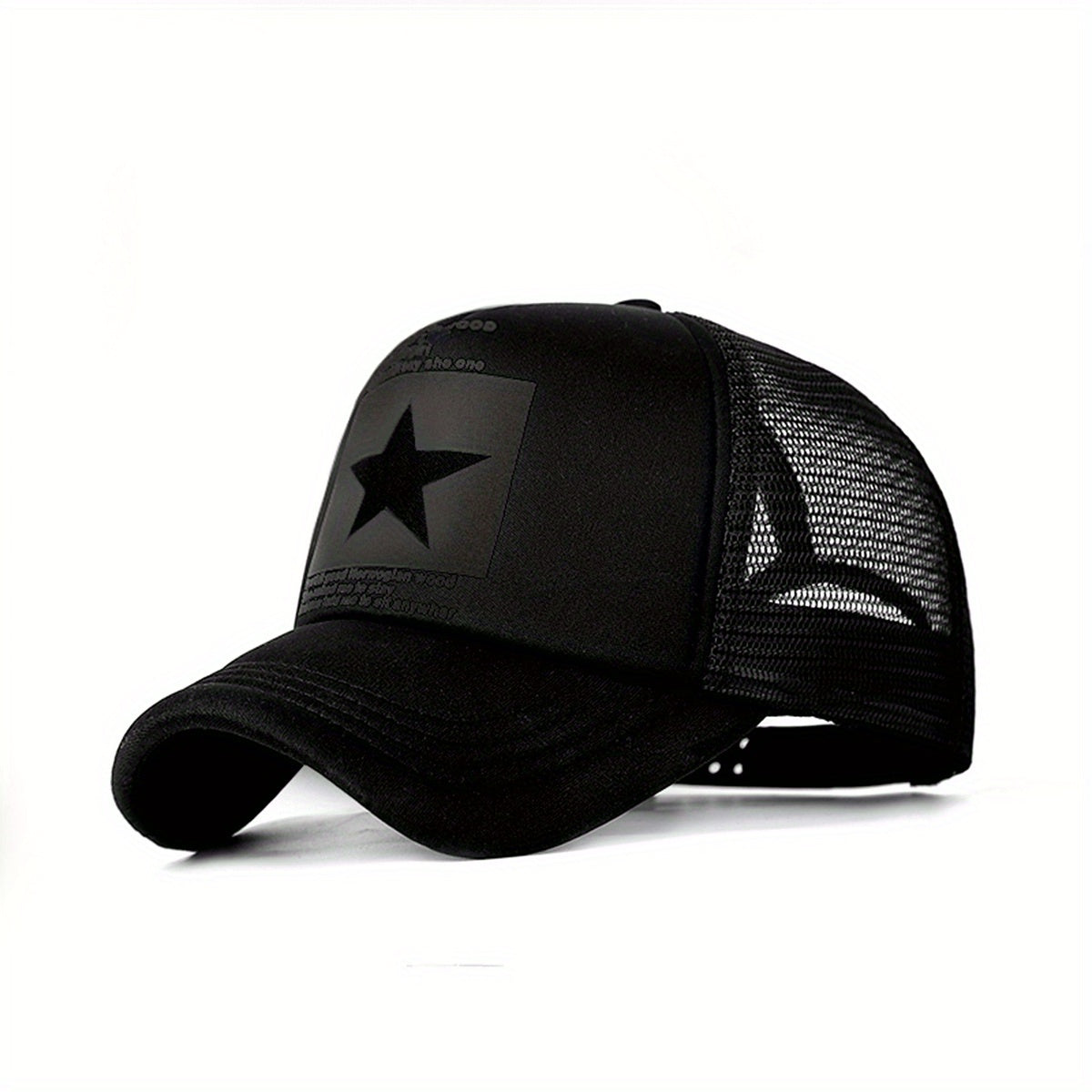 Mesh baseball cap with a thin pentagram pattern for summer wear.