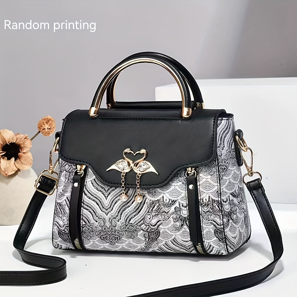 New high-end textured women's bag: stylish and practical printed handbag that can be worn as a trendy shoulder bag or crossbody for fashionable ladies.