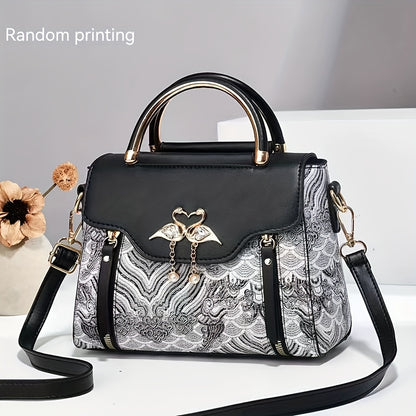 New high-end textured women's bag: stylish and practical printed handbag that can be worn as a trendy shoulder bag or crossbody for fashionable ladies.