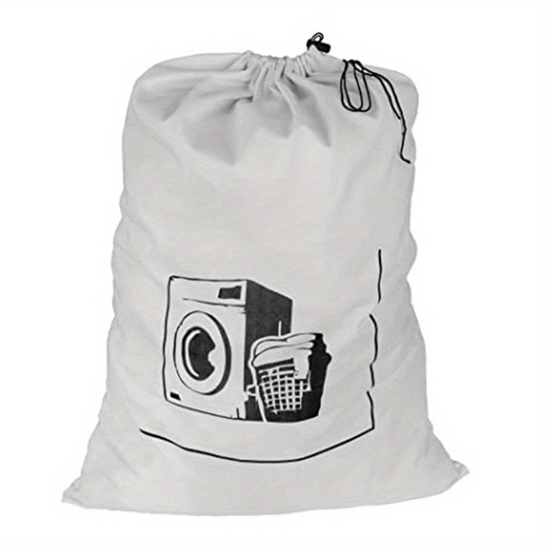 One-piece durable cotton laundry bag measuring 44.96 cm X 65.02 cm. Features a drawstring closure for storing dirty clothes or toys. Machine washable and reusable, perfect as a large laundry hamper liner.