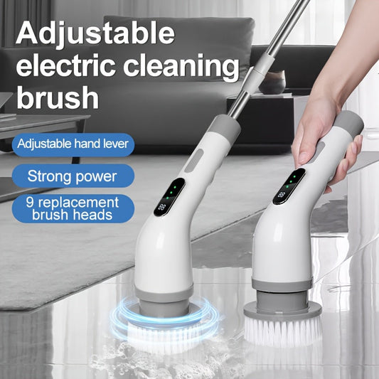 Introducing the innovative 9-in-1 multi-functional cleaning brush! This brush features adjustable speed settings, switchable intensity modes, and high-speed rotation for powerful cleaning. With a durable 1800mAh battery that is USB rechargeable, this