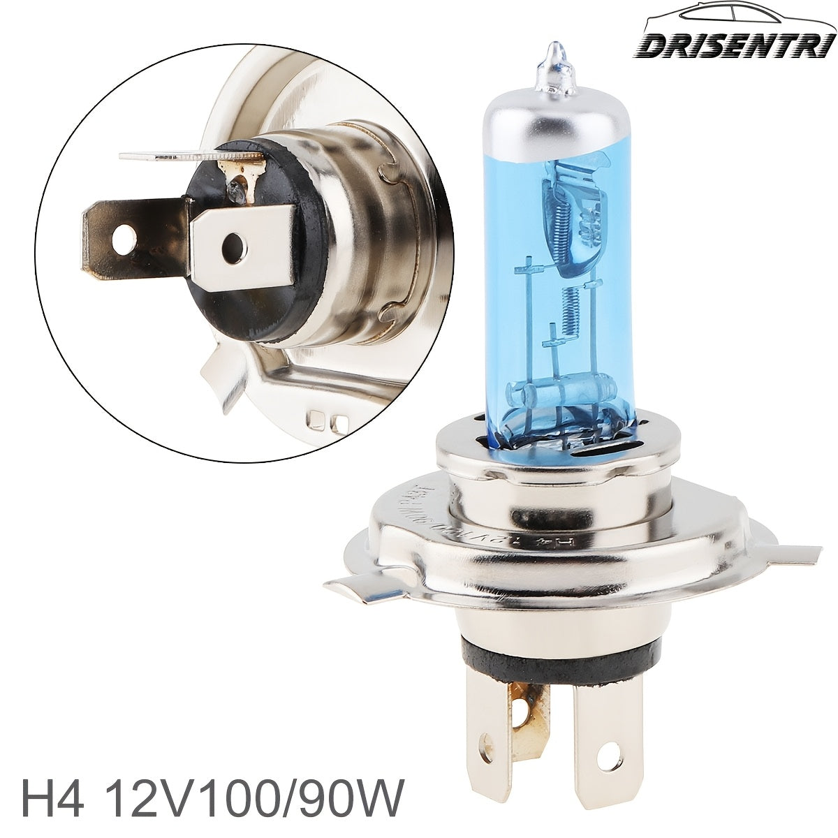 ePathChina H4 12V 100/90W 5000K Super Bright White Halogen Car Headlight Fog Bulb, Plug-in for Motor Vehicles, No Battery Needed.