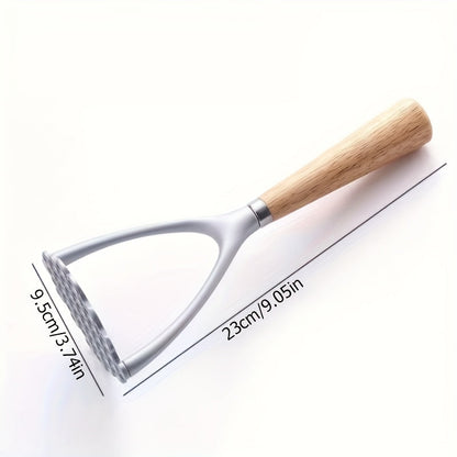 [Bestseller] High-Quality Potato Masher made from Premium Aluminum Alloy with Wooden Handle - Sturdy Kitchen Utensil for Flawless Mashed Potatoes & Pumpkins, Easy-to-Hold Grip