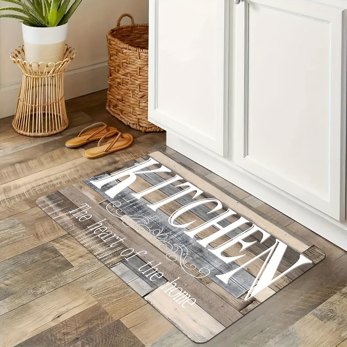 Non-Slip Oil-Proof Kitchen Mat with Creative Monogram Design - Ideal for Indoors or Outdoors Decor, Spring Room Supplies and Home Decorating