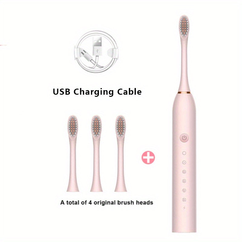 USB Rechargeable Sonic Electric Toothbrush with Replaceable Brush.