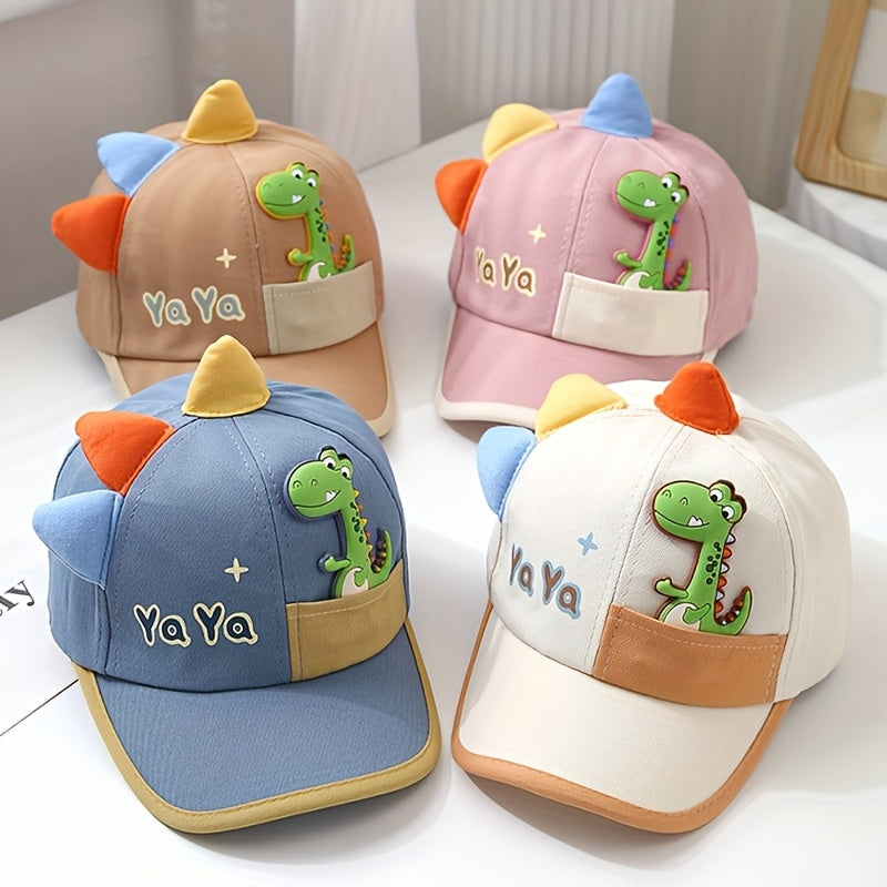 1pc Youngsters Duckbill Baseball Cap with Cartoon Dinosaur design, suitable for outdoor play for boys aged 1-3 years.