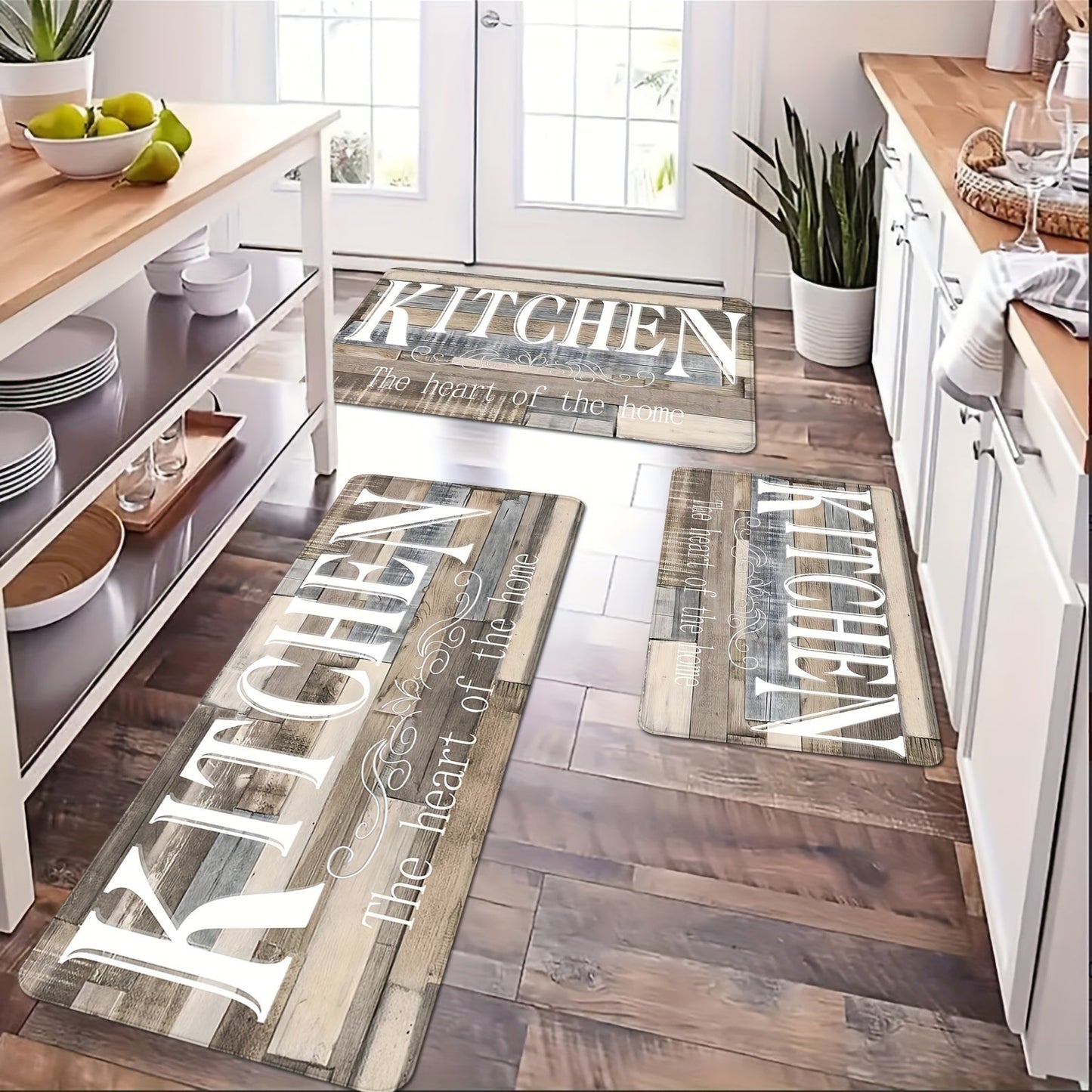 Non-Slip Oil-Proof Kitchen Mat with Creative Monogram Design - Ideal for Indoors or Outdoors Decor, Spring Room Supplies and Home Decorating