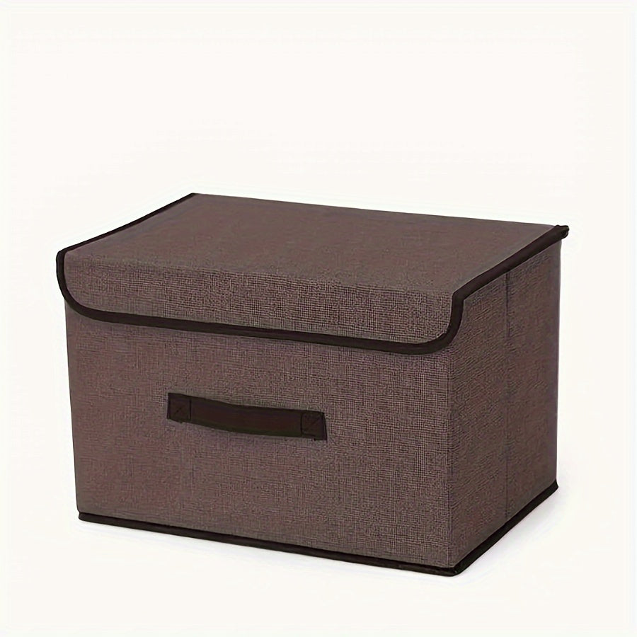 Foldable desktop storage box made from textile non-woven material, ideal for sorting clothes and household items. This two-piece storage box is perfect for keeping your items dust-proof and organized.