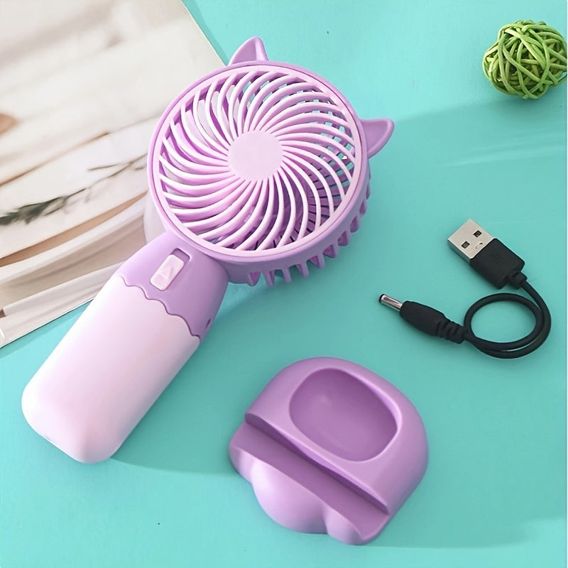 Portable Mini Fan - Rechargeable via USB, Convenient Handheld and Wearable Design for Both Men and Women - Perfect for Office, Outdoor Activities, Traveling, and Camping