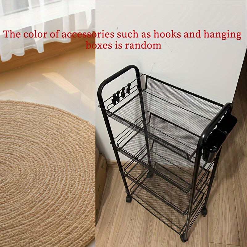 Compact and Flexible Rolling Storage Cart with Multiple Layers - Ideal Organizer for Bathroom, Kitchen & Bedroom to Maximize Space