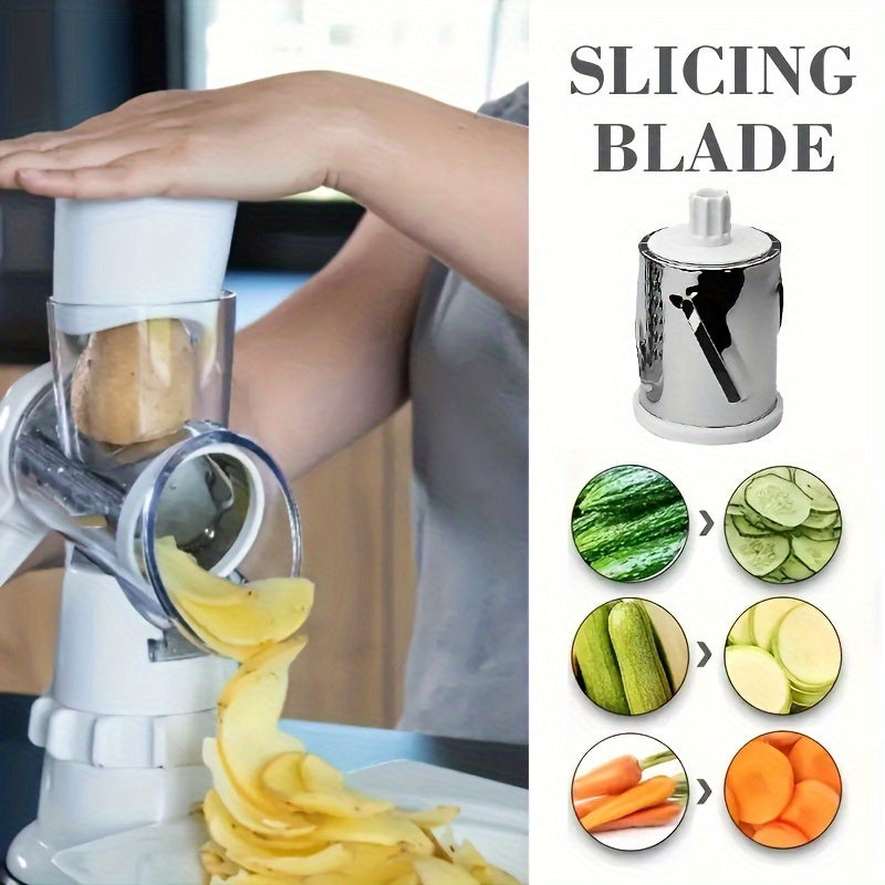 Essential Kitchen Gadget: Multifunctional Fruit and Vegetable Cutter Set with Container, Cheese Grater - 4-in-1 Manual Chopper and Slicer