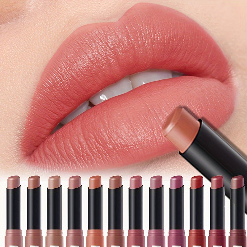 Matte Lipstick Crayon in Berry, Coral, Pink, and Red Shades, Long-Lasting and Moisturizing with Natural Hydrating Finish