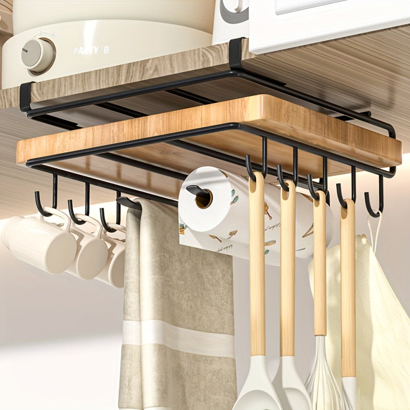 1-piece Stainless Steel Under Cabinet Storage Rack for Cutting Boards, Paper Towels, and Pot Covers - Convenient Organization.