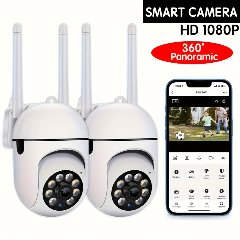 This Christmas, give the gift of a 2MP high-definition 1080P 2.4G Wifi wireless camera with IP and PTZ capabilities. This camera features automatic tracking, alarm and color night vision, floodlight AI sports, and household horizontal 350-degree and