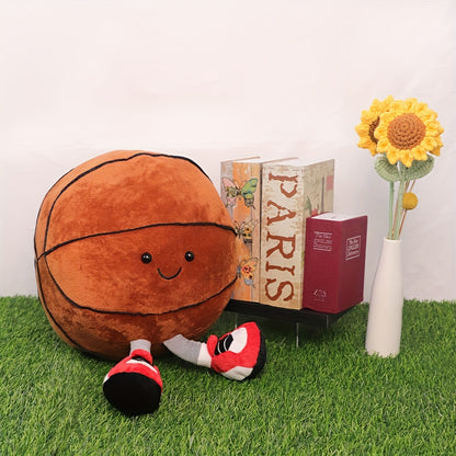 Sports themed plush toy pillows for ages 6-8, preppy style, polyester filled, hand wash only. Perfect for parties, home decor, birthday gifts.